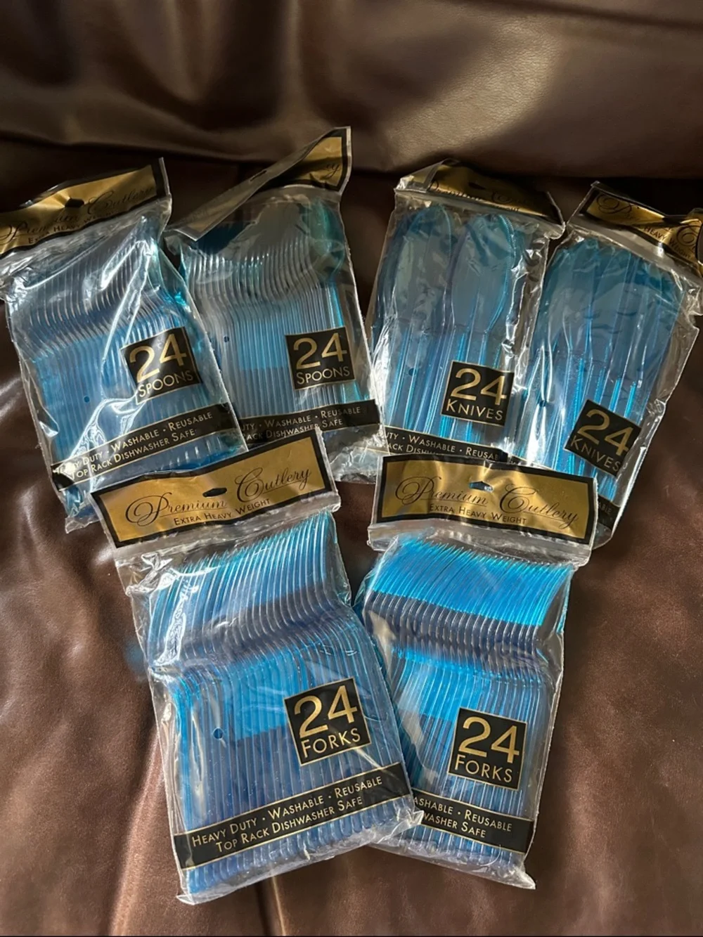 NWT Bundle of amscan Plasticware Caribbean Blue 48 Sets